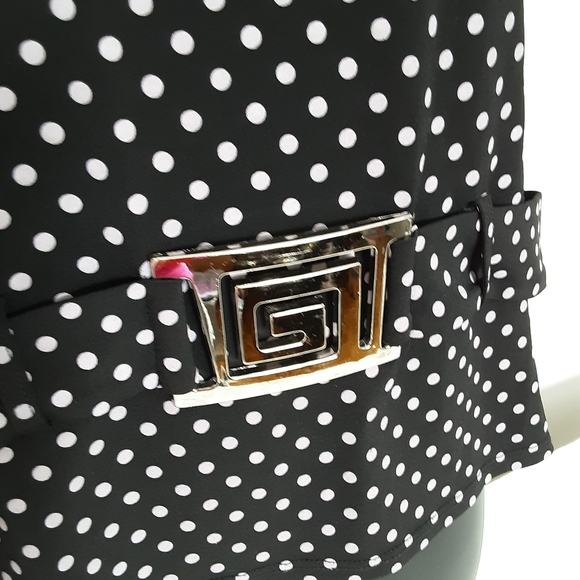Frank Lyman Polka Dot Top with Bold Buckle - Picture 3 of 4